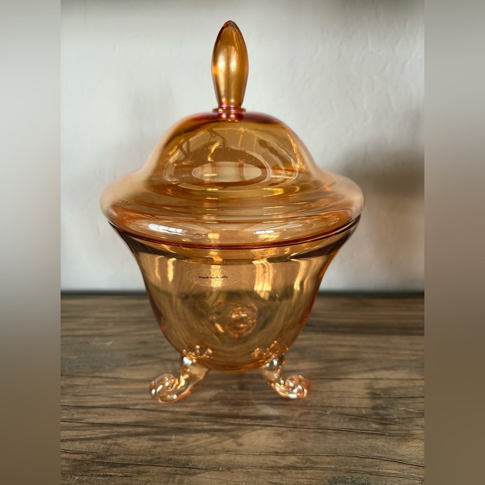 Candy Dish-Elegant Amber Glass Candy Dish